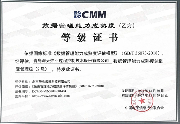 喜讯 | 海天炜业成功通过DCMM二级认证，数据管理迈入新阶段